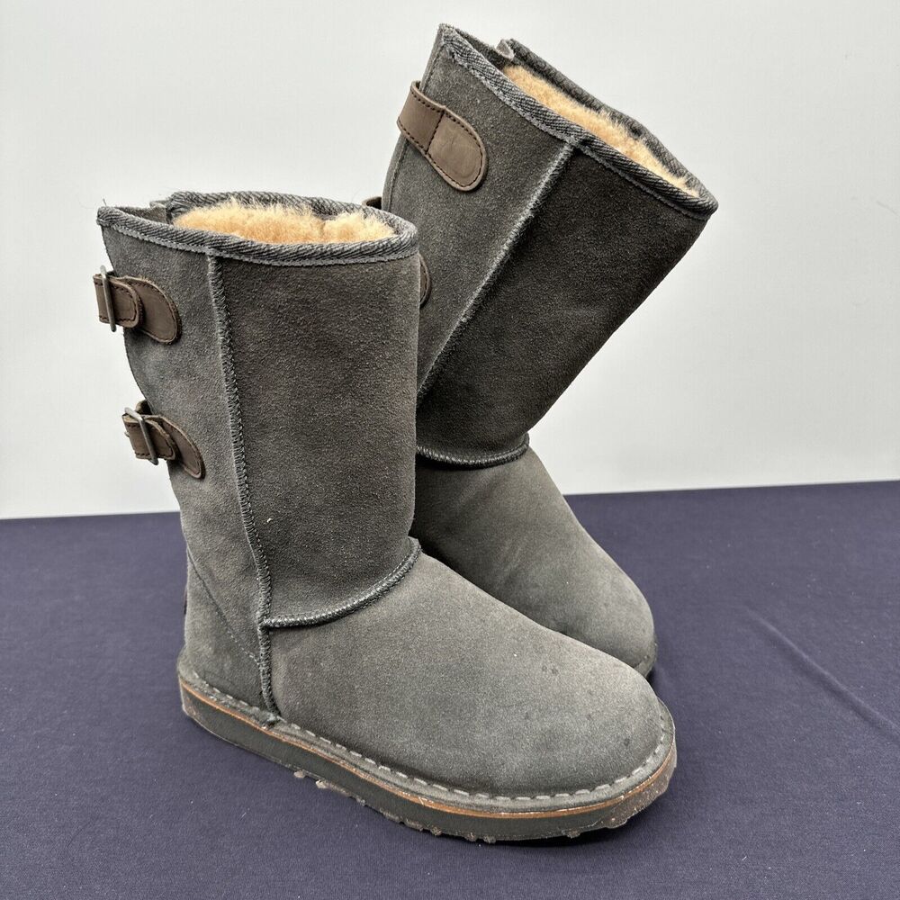 EMU Australia Women Darlington Winter Boot Size 7 Gray Suede Sheepskin Comfy